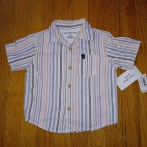 Calvin Klein Kids Striped Button Down Shirt - Blue, Pink, White